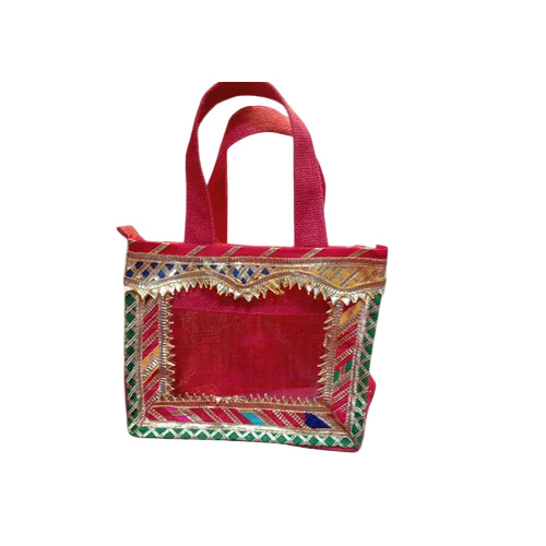 Red Designer Jute Bag