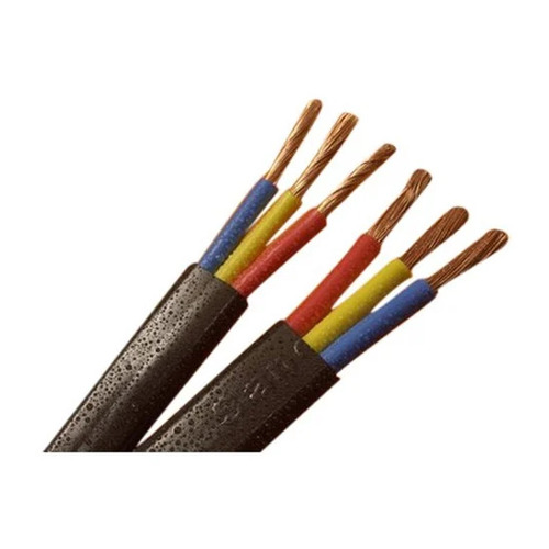3 Core Submersible Flat Cable - Copper 2.5 Sq Mm PVC Black, Heat Proof, High Voltage