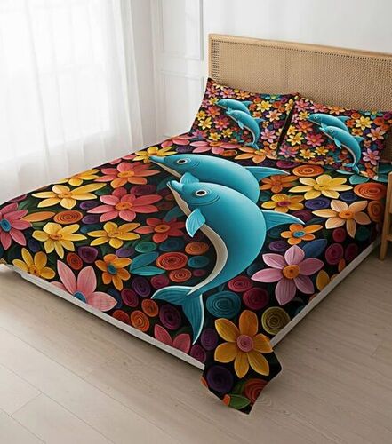 7d Printed Bedsheets - Microfiber Full Size, Modern Design, Skin Friendly, Shrink Resistant