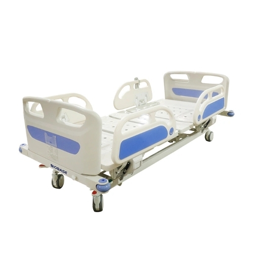 Biobase Folding Hospital Bed - Stainless Steel, White & Blue | Foldable, Adjustable Height, Lightweight, Durable Frame