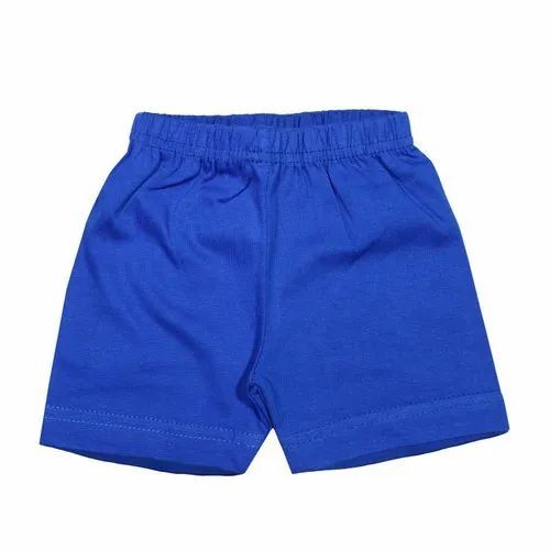 Boys Blue Cotton Shorts - Medium, Plain Pattern | Elegant Design, Quick Dry, Comfortable Fit