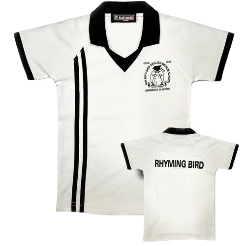 Boys School T Shirts - Poly-Cotton, Size M, White, V Neck | Breathable, Anti UV, Quick Dry, Comfortable Fit