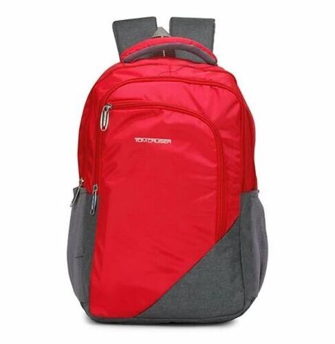 Designer School Bags - Polyester, Various Sizes, Red and Grey | Biodegradable, Moisture Proof, Shock Resistant, Zipper Closure, Shoulder Handle