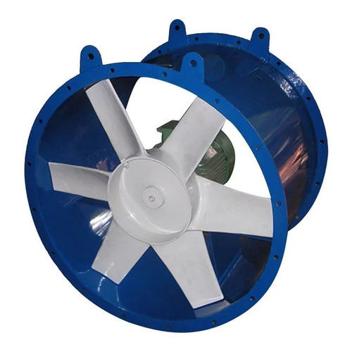 Industrial Axial Flow Fans - Mild Steel, 12 Inch, Grey Blue White, Aluminium Blades, Three Phase 1 HP Motor, Direct Drive