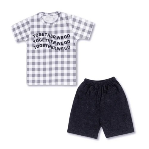 Kids 04c-jgm-wht8-12y White Grey Cotton T Shirt Shorts Set