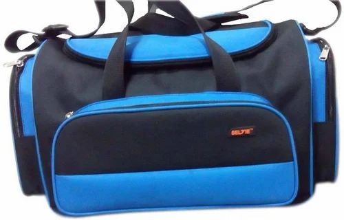 Polyester Travel Duffel Bag - Various Sizes, Black and Blue, Zipper Closure | Biodegradable, Moisture Proof, Shock Resistant, Recyclable