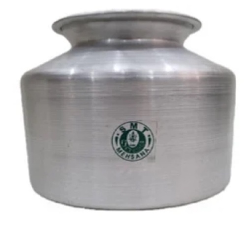 Portable Aluminum Milk Handi - Aluminum Silver Round | Polished Surface Lightweight Corrosion Resistant Rust Proof Large Capacity Smooth Finish Easy Cleaning Shiny Appearance Long Lasting