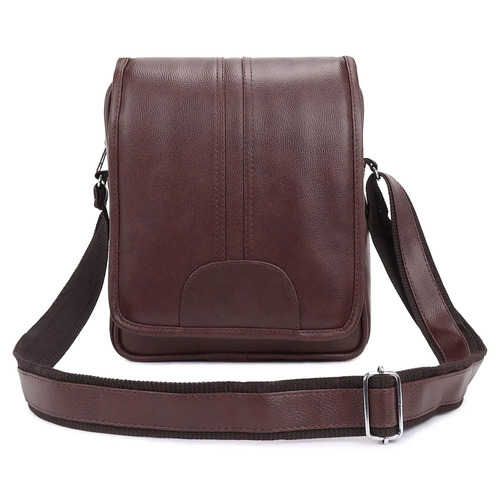 Pu Leather Cash Bag - PU Leather, 14 Inch, Brown | Sling Bag, Lightweight, Durable, Men's Office Use