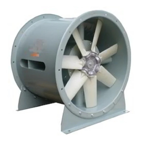 Ventilation Axial Flow Fan - Mild Steel, 18 Inch, Grey Blue White, 2 HP Three Phase, Aluminium Blades | Wall Mounted, Direct Drive, Electrical