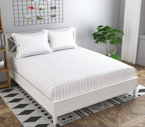 White Plain Bedsheet For Hotel - Sateen Full Size, White, Shrink Resistant | Skin Friendly, Comfortable, Good Quality