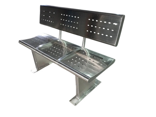 3 Seater Stainless Steel Airport Waiting Bench - L1300xW450xH900mm Silver Polished Durable