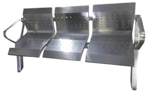 3 Seater Stainless Steel Hospital Waiting Chair - L1600xW450xH850 mm Silver, Perforated Seat, Easy to Clean
