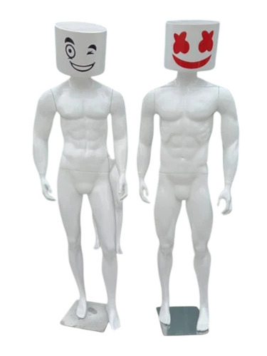 Full Male Mannequin (Big Head) - Fiber XL Skin Glossy, Standing | Lightweight, Durable, Realistic Look, Easy to Install, With Wig