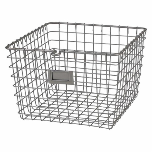 Medium Storage Basket - Stainless Steel, Silver | Rust Resistant, Ventilated, Stackable, Lightweight, Reusable