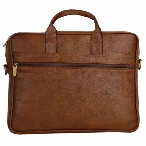Messenger Laptop Bag - Artificial Leather, 15.6 Inch, Tan | Antistatic, Brown, Custom Size