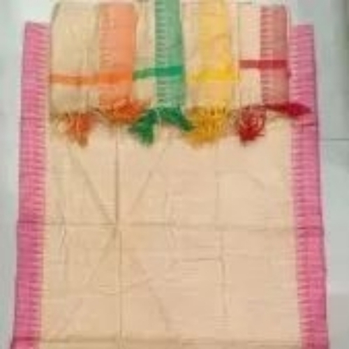 Plain Chanderi Dupatta - Lightweight Peach Fabric, Soft Texture, Elegant Patterns, Handcrafted