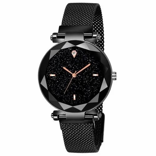 Women Black Quartz Fashion Magnetic Watches