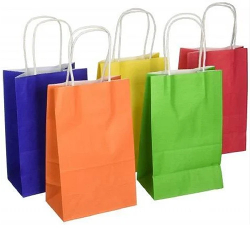 Colorful Plain Paper Shopping Bags - Paperboard 20x25 Inch, 120 GSM, Loop Handle, Multiple Colors | Biodegradable, Disposable, Eco Friendly, 5 kg Load Capacity