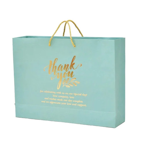 Light Blue Printed Paper Shopping Bag
