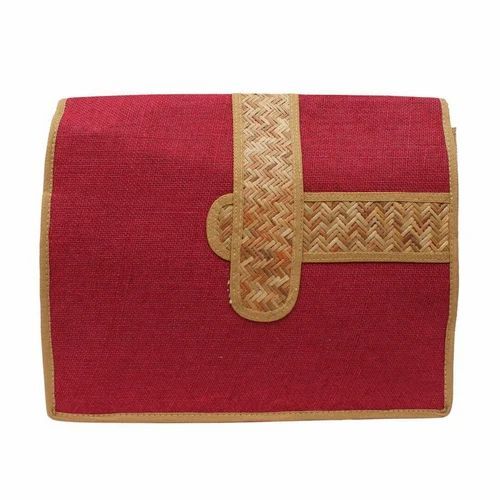 Red Jute Conference Bag - Customized Size, Red, Eco-Friendly | Durable, Fine Finished, Shoulder Length Handle, Zipper Closure