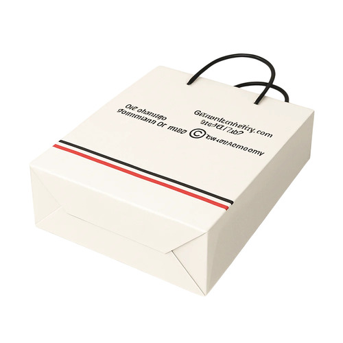 White Printed Bleach Kraft Paper Bag - Feature: Biodegradable