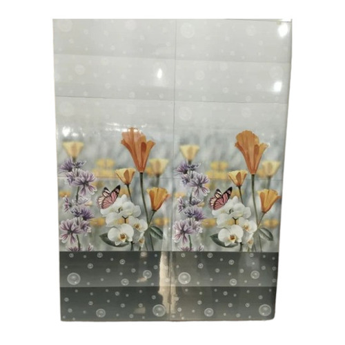 Glossy Ceramic Bathroom Wall Tile - 17mm Thickness, Multi Color Floral Design, Wear-Resistant, Super Glossy Surface