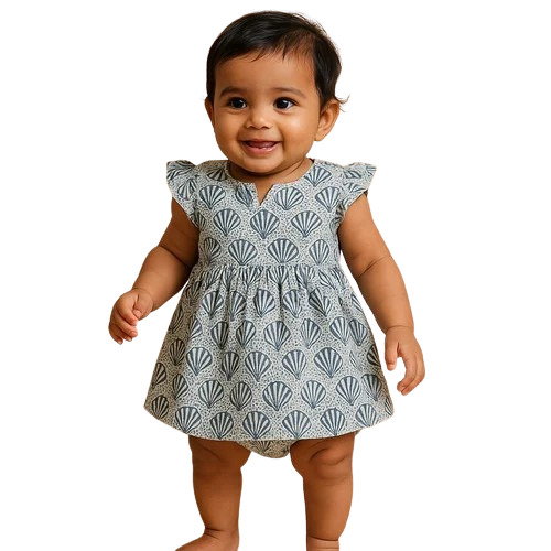 Kids Blue Cotton Frock - Age Group: Age Group	3 To 4 Years