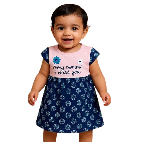 Kids Blue White Cotton Frock