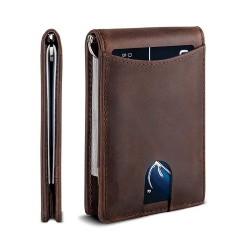 Leather Card Holder - Color: Brown
