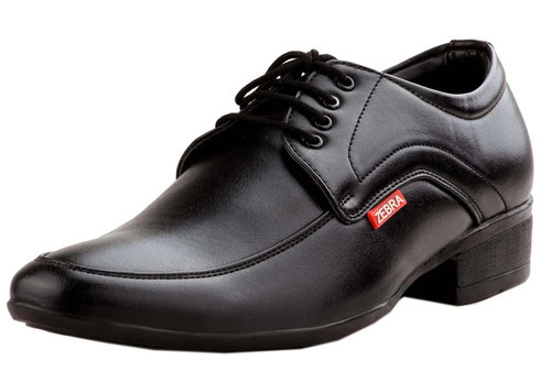 Men Genuine Leather Office Wear Derby Shoes - Genuine Leather, Size 7, Black | Machine Double Stitch, Smooth Texture, Formal Use
