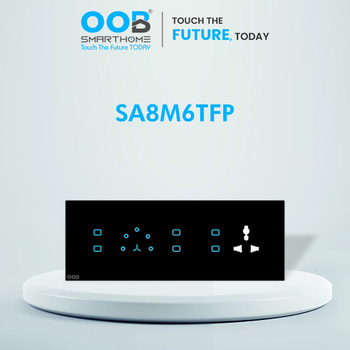 Nubee Home Automation Touch Switch Sapphire Series Sa8M6Tfp - Color: Black & White
