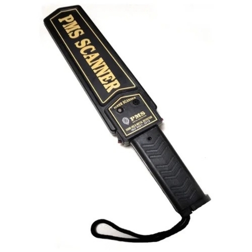 Pms Hand Held Metal Detector - Steel, Black, 1 Meter Range | Rechargeable Battery, Vibration Alarm, 50 Hz Frequency, 1 Year Warranty