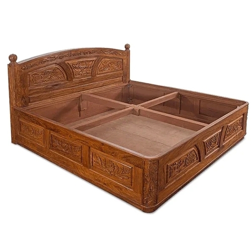 Solid Wooden Carving Craz Bed With Storage
