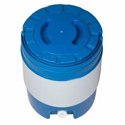 Chilled Water Jug - Plastic 20 Litre, White and Blue | Food Grade, Leakage Proof With Tap, Round Head