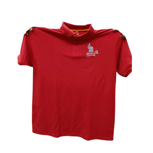 Printed Red Polo T-Shirt - Cotton, Regular Fit, Machine Wash | Comfortable, Unisex, Half Sleeves, Printed Pattern