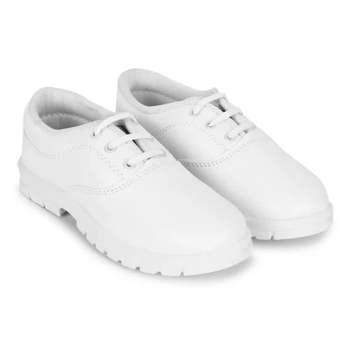 White Rexine School Shoes - Size 10 Lace Up Unisex | Lightweight Comfortable Durable