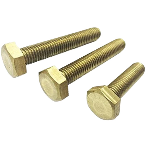 Golden Mild Steel Bolt - 3mm x 300mm, Golden | Hexagon Head, Tempered, Polished Finish, Durable