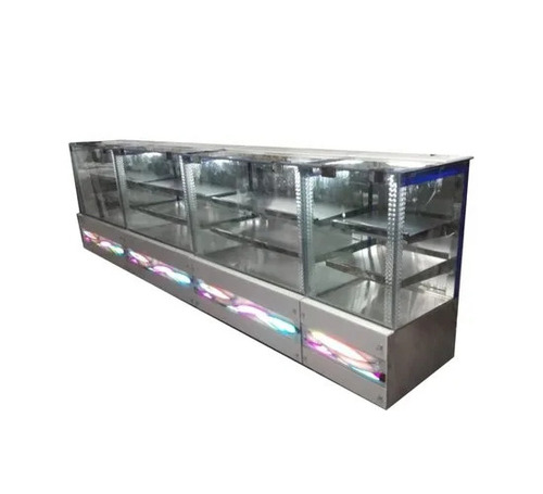 LED Sweet Display Counter - Stainless Steel, Glass, 4 Feet, White, Single Phase, LED Lighted, Refrigerated