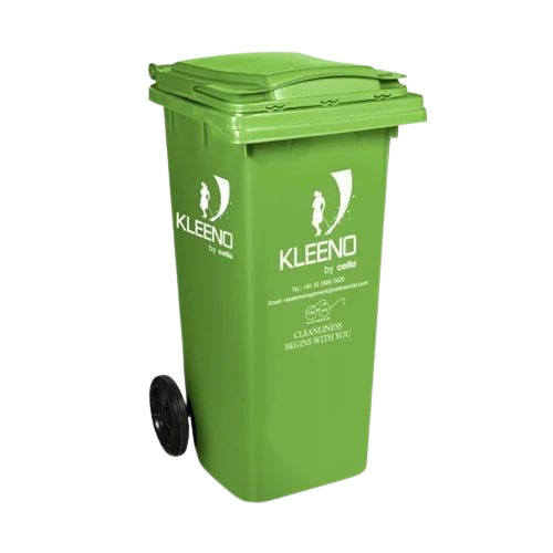 120 L Green Plastic Dustbins - Plastic, 120 L, Green | Lift Top, With Wheels, Square Shape, Outdoor Use