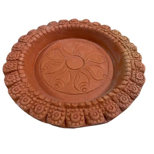 7 Inch Terracotta Clay Plate - Terracotta Clay, 7 Inch, Brown | Textured, Eco Friendly, Natural Finish, Unglazed Designer