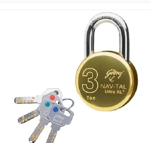 Brass Padlock With 3 Key Set - Brass, Standard Size, Golden and Silver | Round Shape, Polished Finish, For Doors