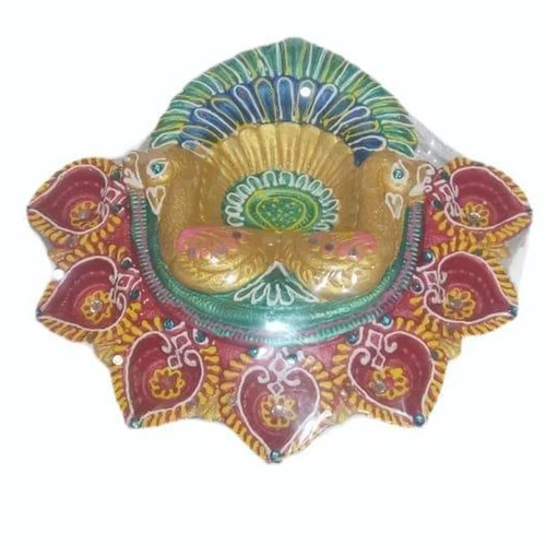 Decorative Clay Diya - Color: Multicolor