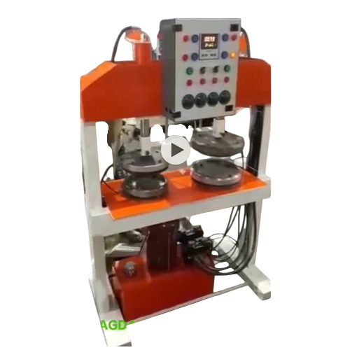 Fully Automatic Double Die Double Cylinder Hydraulic Paper Plate Machine - Paperboard, 4"-14" Plate Size, Orange | 2000 Pcs/hr, 240V, Semi-Automatic HMI Control