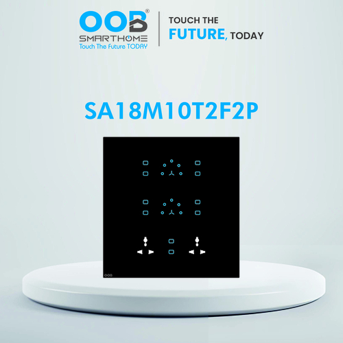 Nubee Home Automation Touch Switch Sapphire Series Sa18M10T2F2P - Color: Black & White