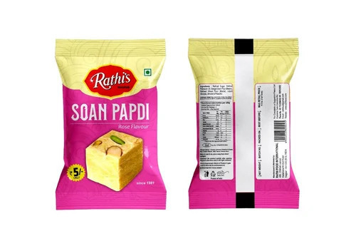 Rose Flavour Soan Papdi - Gram Flour, 18g Cube, Packet | Ready to Eat, Hygienically Packed, Traditional Taste