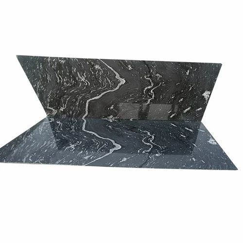 Titanium Black Marble Slab - 15mm Thickness, Polished Black | Acid Resistant, Flooring Use