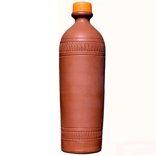 1 Ltr Earthen Clay Water Bottle With Cap