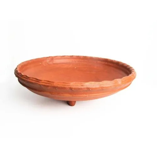 Clay Flower Pot - Clay, Brown | Natural Finish, Round Shape, Portable, Decoration