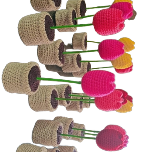 Crochet Tulip Flower - Crochet Standard Size Multicolor | Modern Design Tabletop & Floor Placement Indian Style