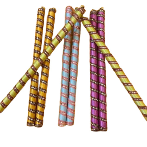 Decorative Wooden Dandiya Sticks - Wooden, Multicolor, Hand Painted | Smooth Finish, Lightweight, Folk Art Style